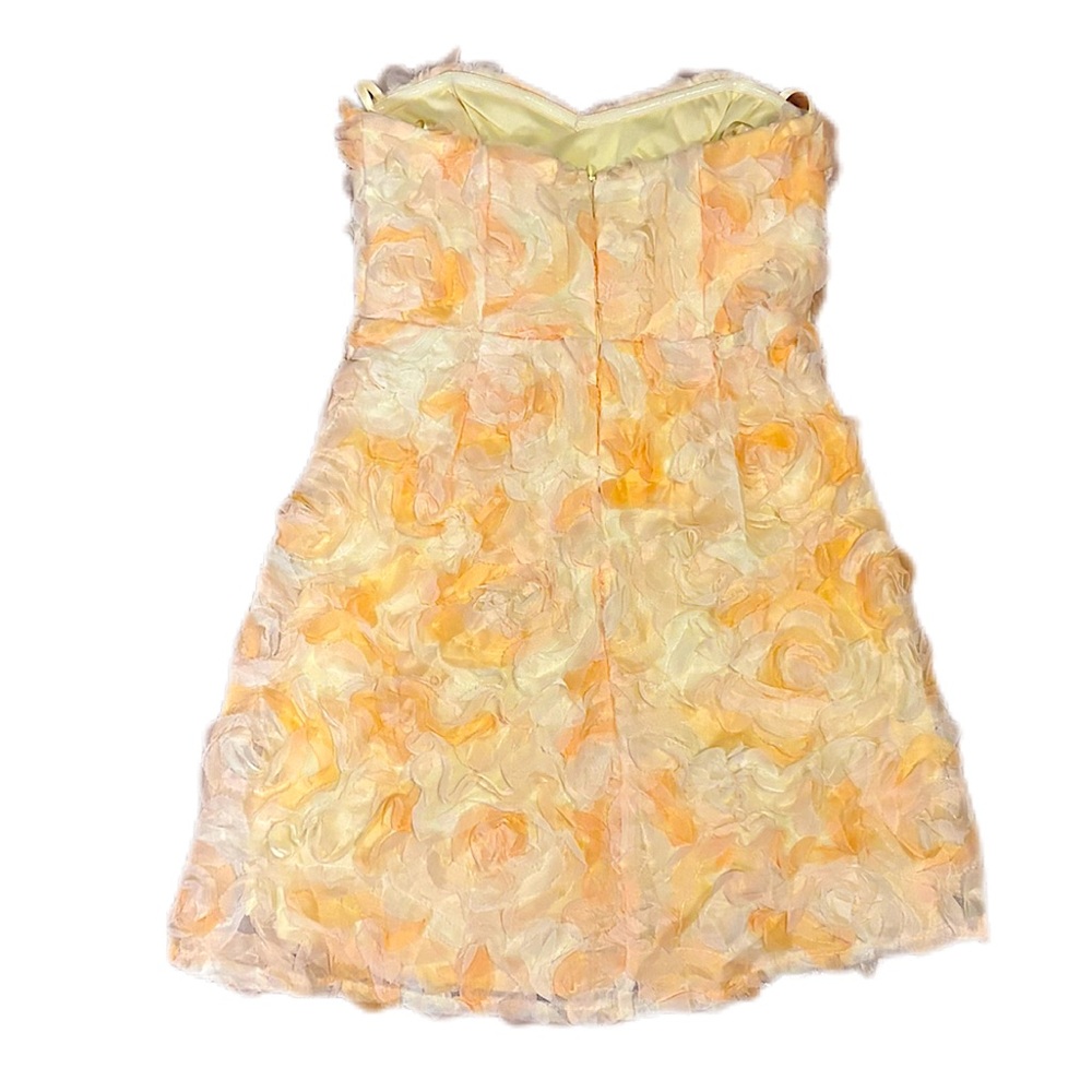 ANGEL BIBA Strapless Mini Rosette Dress in Orange and Cream - Picture 7 of 13